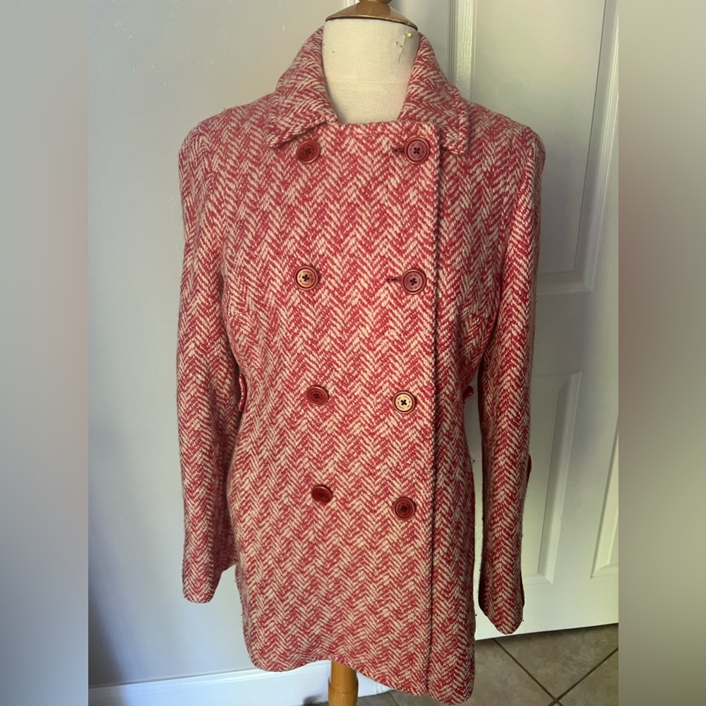 Coach Pink Herringbone Coat